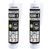 TECPO Karosseriekleber Dichtstoff MS Polymer, 2x 414g Schwarz UV-und Witterungsbeständig Überlackierbar- Abdichtung von Karosserieteilen, Blechen und Fugen