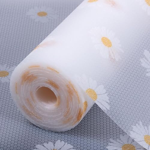 Image of JRM Multipurpose Waterproof EVA Anti-Slip Mat Roll for Kitchen, Drawer, Fridge, and Shelf Liner | Super Strong, Food Grade (Daisy Flower, 45W x 300L cm (3L m))