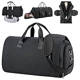 Handcuffs Convertible Garment Duffel Bag for Travel |Large Size Carry On Satchel for Men and Women - 2 in 1 Hanging Suitcase Suit Travel Bag (Black)