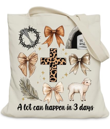 Image of Aesthetic Christian Gifts Tote Bag for Church, Religious Tote Bag for Bible Study, Medium Size with Inner Pocket