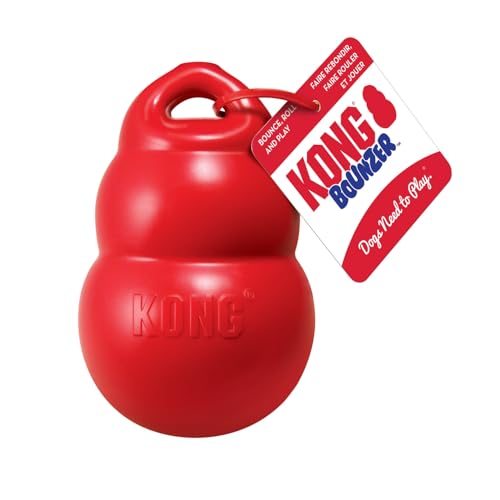 KONG Bounzer Hundespielzeug - Weich und Flexibel - Klassisches Design - Medium - Rot
