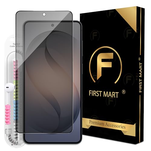 Image of FIRST MART Privacy Tempered Glass for Samsung Galaxy S26 Plus With Cable Guard & Installation Kit | Anti-Spy 9H Screen Protector, Edge-to-Edge, Case-Friendly | Black