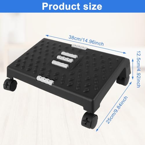 Image of Lucario 360 Movable Ergonomic Foot Rest with Massager Roller and Texture Foot Stool, Foot Rest Under Desk with Non-Slip Wheel, Relieve Leg, Knee and Back Pain (Rolling)