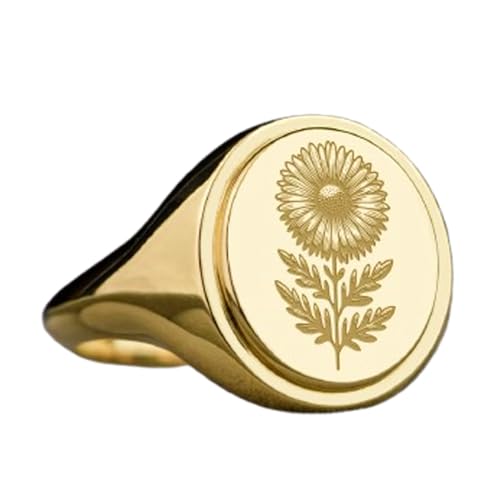 Bague argent 925 fleur d'aster chevalière ovale cadeau idéal tailles 5-12,5