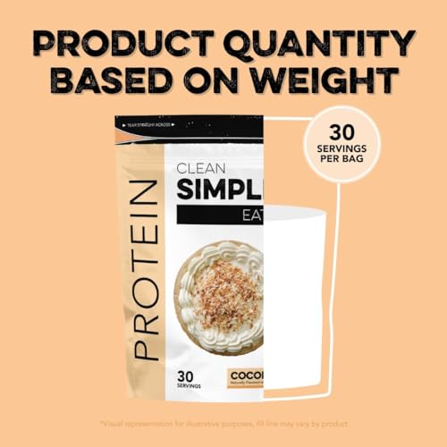 Clean Simple Eats Coconut Cream Whey Protein Powder, Natural Sweetened and Cold-Processed Whey Protein Powder, 20 Grams of Protein (30 Servings)