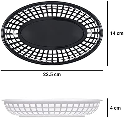 Invero 12 Pack of Oval Food Serving Baskets - Ideal for Chips, Fries, Burgers, Sandwiches, Outdoor Picnics, BBQ's, Summer Parties and more