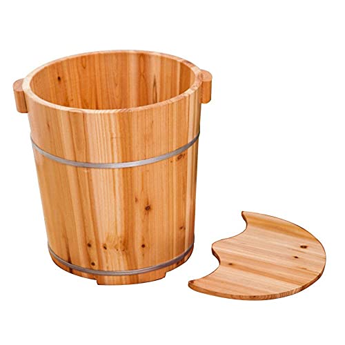 Bassin de pédicure en bois naturel de sapin parfumé de 40 cm de haut avec couvercle protecteur