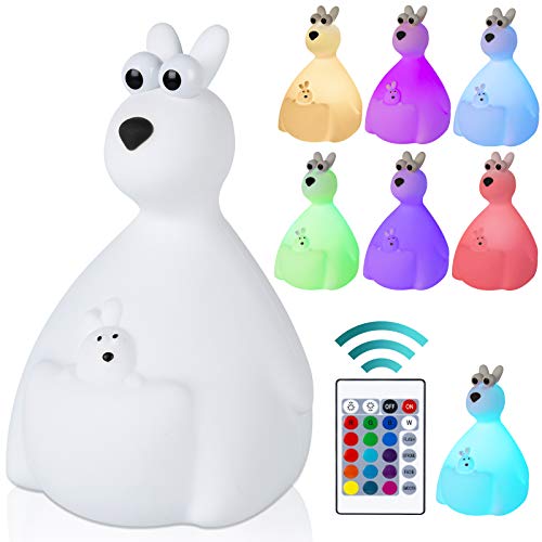 Baby Night Light Cute Lamp with Remote Control Kids - LED Changing Rechargeable Night Light for Kids,Baby,Toddlesâ€™Rooms (Black)