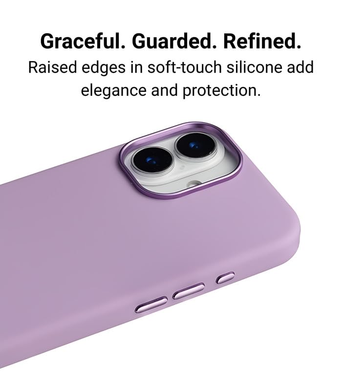 Image of Liquid Silicone Series Case for iPhone 16 Compatible with Wireless Charging | Soft Touch Anti-Fingerprint Finish | Shockproof Slim Protective Back Cover | Purple Edition