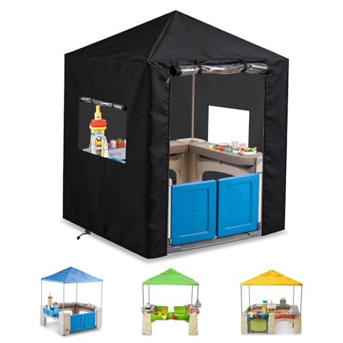 Image of Playhouse Cover, Outdoor Kids Playhouse Covers, 56"W x 56"D x 60"H 600D Heavy Oxford Waterproof Sun Protection Kids Playhouse Year-Round Protective Cover