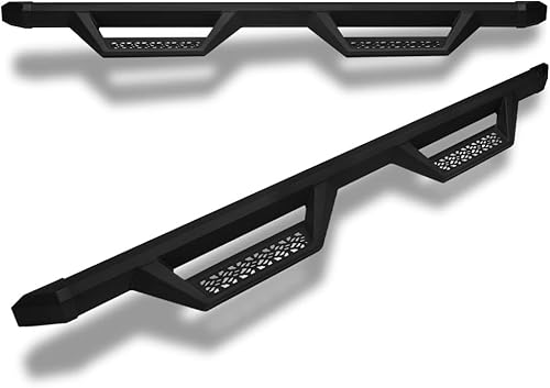 Estribos de aluminio negro mate con barra Nerf para carril v2 compatible con Toyota Tacoma 01-04 cabina doble (tripulación)