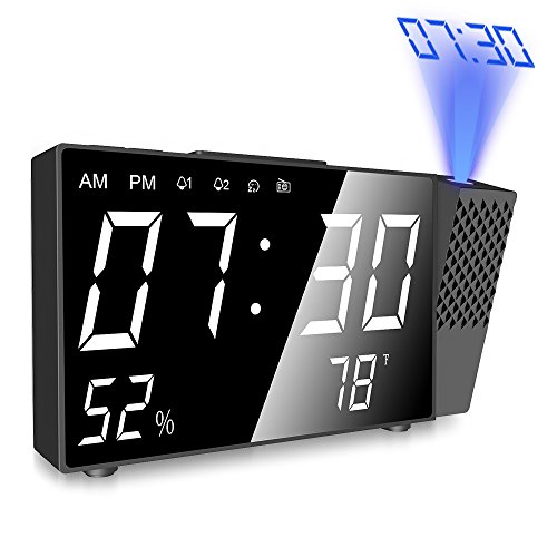 Despertador Proyector, Digital Proyección Relojes de Alarma, Radio Despertador Digital con Alarmas...