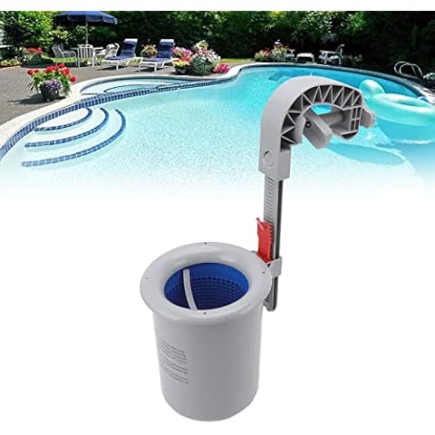 Natudeco Wall Mounted Pool Surface Skimmer Automatic Cleaning Filtration Tool Plastic Gray Debris Collector Debris Collector for Swimming Pools Bathrooms Commercial Aquariums Cover