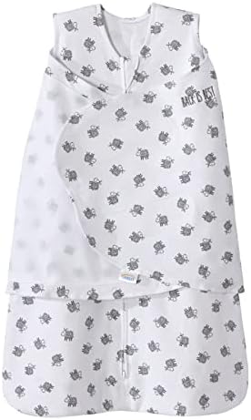 HALO 100% Cotton Sleepsack Swaddle, 3-Way Adjustable Wearable Blanket, TOG 1.5, Lamb Scribble White, Small, 3-6 Months