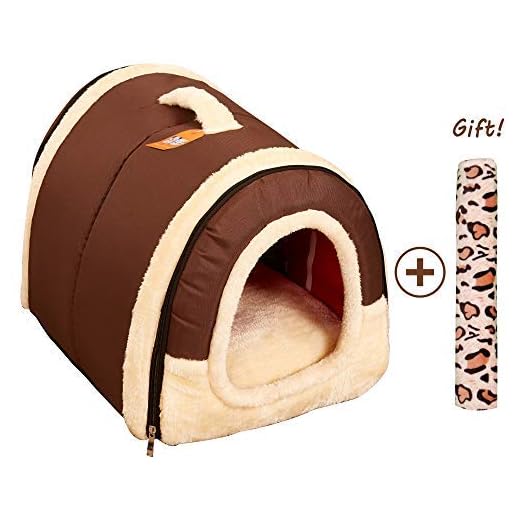 Home of Boutique Casa Perro Gato 2 en 1, Cama Mascota Interior Grande o Pequeño, Lavable Plegable Portátil Nido de Viaje para Perros Grande/Medianos y Gatos (L:60cmx45cmx45cm, Marrón)