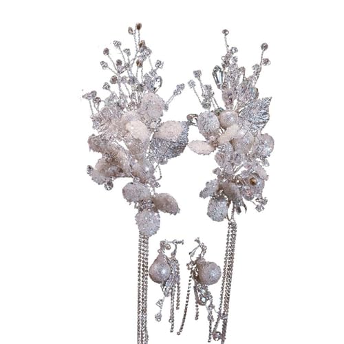 Conjunto de tocado de boda y pendientes de cristal con brillo coreano 2