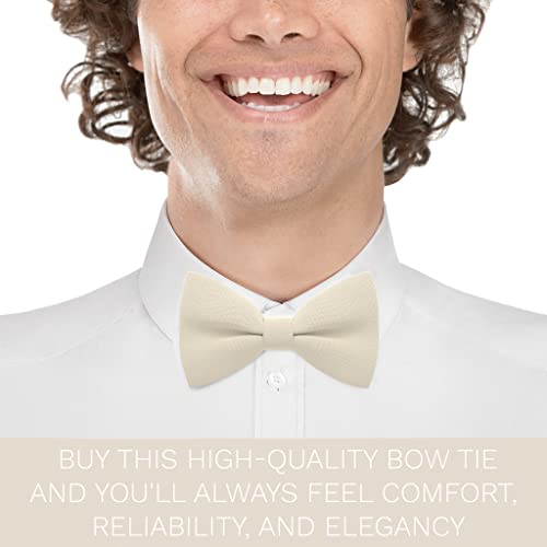 Bow Tie House Boys Classic Pre-Tied Bow Tie Formal Solid Tuxedo (Medium, Ivory-Beige)