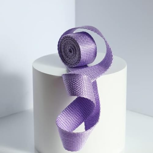 WENYAGUO Polyester Cotton Webbing Strap, Polyester Nylon Webbing 25mm Width 5 Meters Multicolor for Bags Suitcase DIY(Light Purple)