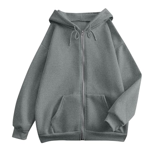 Zip Up Hoodie Women Casual Oversized Sweatshirts - Fall Fashion Fleece Lined Jacket - Thick Warm Coat Winter Clothing
