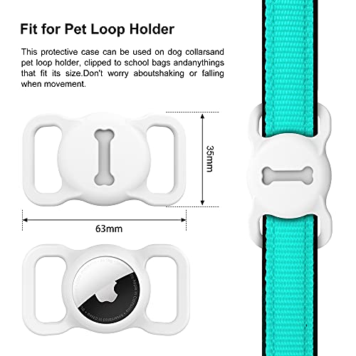 Image of AirTag Dog Collar Holder, Silicone AirTags GPS Tracking Accessories, Air Tags with Bone Pattern (1 Pack White)