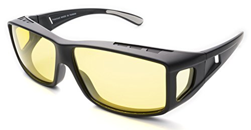 Fitover Night Driving Glasses (Charcoal, Yellow)