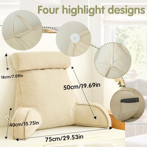 Miniatura 2 de Amzzhao Cojin Lumbar De Lectura Premium,Respaldo Para Cama,Sofá,Suelo Y Almohada Extra Viscoelástica,Para Sentarse En La Cama Leer Juegos O Ver La Biblioteca De Tv