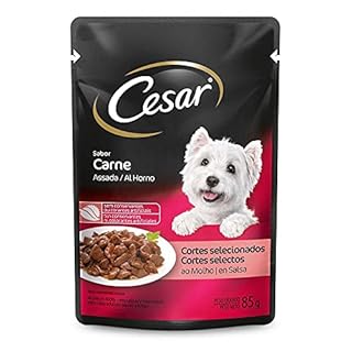 Ração Úmida Para Cachorros Adultos Cesar Sachê Cortes Selecionados, Carne Assada ao Molho, 85 g
