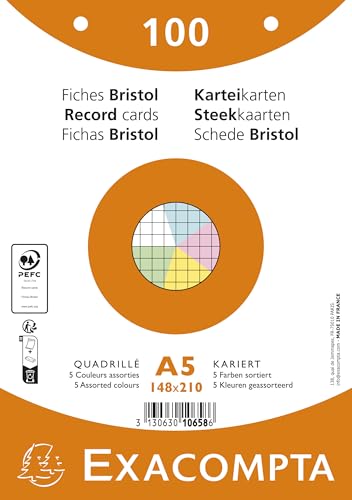 Fichas Bristol Exacompta cuadriculadas para organizar apuntes de estudio y archivo de oficina