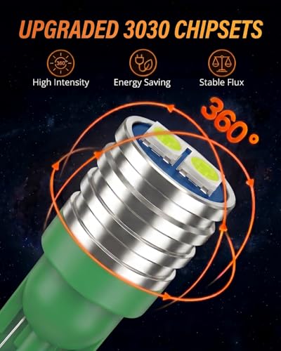 Image of WLJH 194 Led Bulb PC195 PC194 PC168 Car Dashboard Instrument Panel Bulbs 168 2825 T10 Led Twist Socket Locks Dash Lights Gauge Cluster Led Super Bright (Green,Pack of 6) | 3030 SMD, 200lm, PC194 PC168 PC195, Dimmable, Plug and Play, Map, Dome, Trunk, Door, Instrument Light, 6-Pack