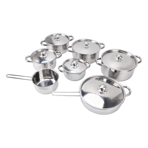 Generic Juegos de Cocina de Cocina para el Hogar, Ollas y Sartenes de Acero Inoxidable 201 de 6 Piezas, Sartén de Leche de Sopa de Sopa Doble con Tapa para Cocinar la Cocina