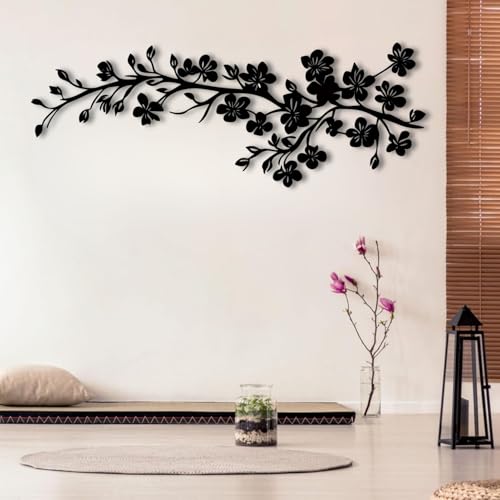 ENJOYOO Metal Branches Wall Decor, Tree Branch Wall Decor, Japanese Wall Art, Branches Metal Wall Art for Living Room, Bedroom, Outdoor (Black, 19×7in/47×17cm, metal wall art) - Image 3