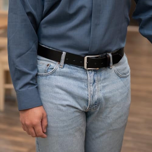 New River Black Belt - Rippled Full Grain Leather Belt with Certified Nickel Free Buckle | Made in the USA2