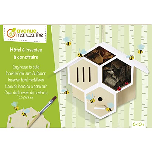 Avenue Mandarine CO173C - Scatola creativa Casetta per gli insetti da assemblare- include 1 casetta 18x9x20 cm da montare, un pennello, colla e vernice