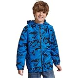 [ユートレンド] ウィンドブレーカー キッズ ジャンパー アウター 子供服 長袖 男の子 フード付き 幼稚園 保育園 通園 UV対策 子ども服 ジャケット 防風 150 ロイヤルブルー柄