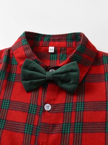 Image of Boarnseorl Baby Boys Pants Sets,Toddler Gentleman Outfits,Infant Long Sleeve Shirt + Pants + Bow Tie + Suspenders
