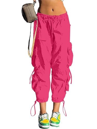 QYANGG Capri Pants for Women Baggy Parachute Pants for Women Ruched Cargo Pants Womens Capri Pants Drawstring ElasticY2K