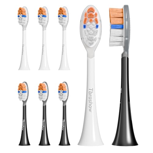 Replacement Toothbrush Heads for Phillips Sonicare Toothbrush Heads, Compatible with Click-on Toothbrushes, Soft Dupont Bristles, Sensitive Gum Care, 8 Pack (Black)
