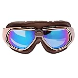 MUXSAM Sonnenbrille Motorradbrille Schutzbrille mit verstellbarem Riemen, klarem Sichtfeld, Schaumpolsterung,Bunt Glas