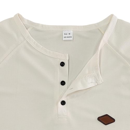 Mens Waffle Henley T Shirt Casual Slim Fit Long Sleeve V Neck Button Shirts Stretch Lightweight Athletic Tees Tops2
