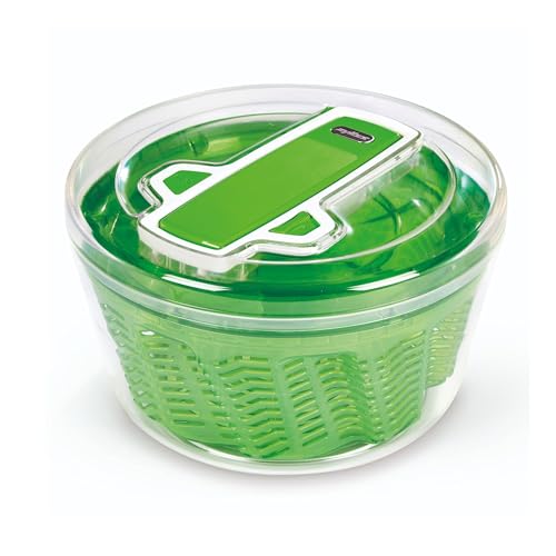 Zyliss Swift Dry Salad Spinner Large - Plastic Lettuce Colander and Spinner - Vegetable and Fruit Washer and Dryer - Dishwasher Safe Produce Tosser and Salad Spinner - Green, Large