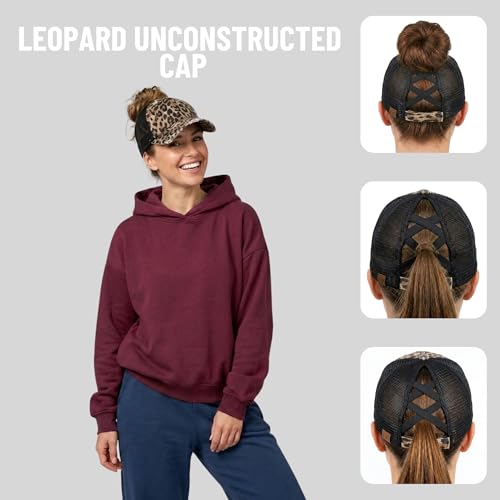 Image of Funky Junque Womens Baseball Cap Dad Hat Ponytail Messy Bun Trucker Ponycap