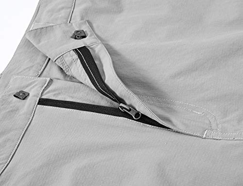 Basudam Men's Cargo Hiking Shorts Stretch Quick Dry Lightweight Work Shorts 6 Pockets For Camping Travel Light Grey 34 #TOP2