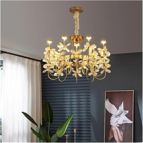 Lámpara de araña LED dorada de lujo para comedor contemporáneo de 80 cm kxtmm
