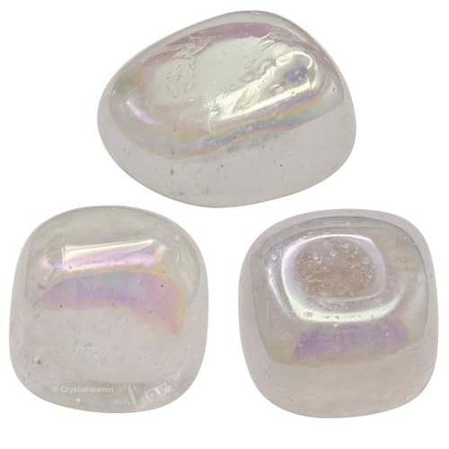 Image of Certified Angel Aura Quartz Crystal Healing Tumbled Stone, Natural Polished Crystals for DIY Crafts, Manifestation, Meditation, Pooja Feng Shui and Reiki Healing (30 Grams)