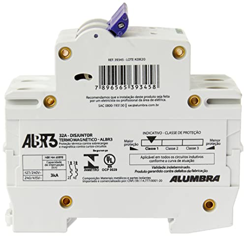 Disjuntor Bipolar Curva C, Alumbra, ALBR 3 39345, Branco