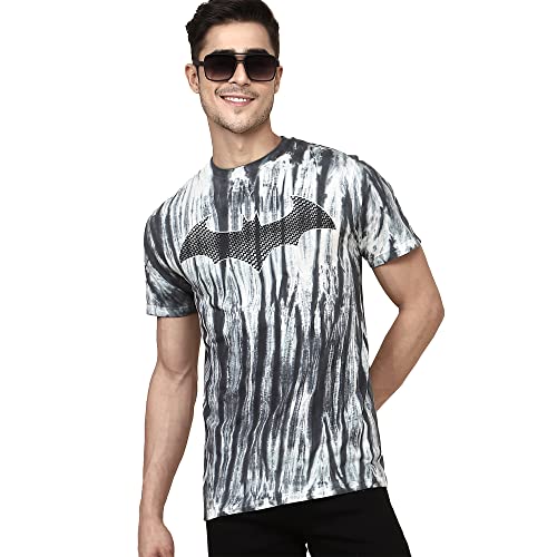 Image of Free Authority Batman Printed Regular Fit Grey Cotton Men's T-Shirt