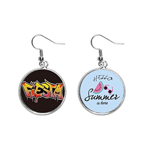 Pendientes de sandía con ilustración artística y acabados hechos a mano