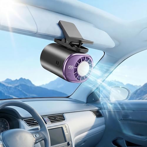 2026 Clip-on Car Air Conditioner Fan Neck-style ice compress fan with LED Display 360 Rotatable 200 Speed Settings Rechargeable Handheld Device Suitable for Vehicles waist Office Outdoor Use