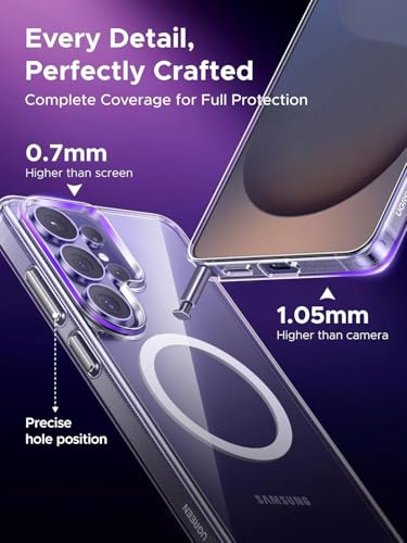 Image of QsmQam Crystal Hybrid Back Case Cover Compatible with Samsung Galaxy S26 Ultra |Compatible with MagSafe| Clear Protective Case | Transparent Back Case-(Military-Grade Polycarbonate + TPU,Dual Layered)
