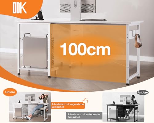 Eckschreibtisch ODK mit 4 Schubladen in L-Form, 135×100 cm